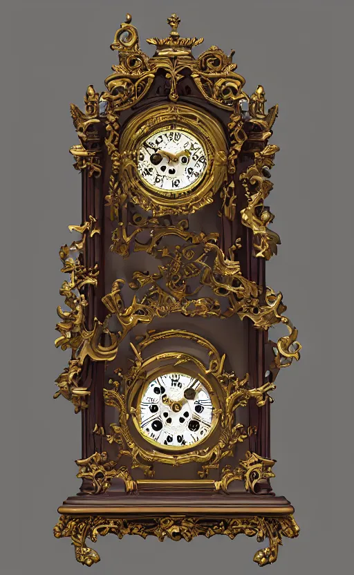 Image similar to Baroque clock, unreal engine, octane render