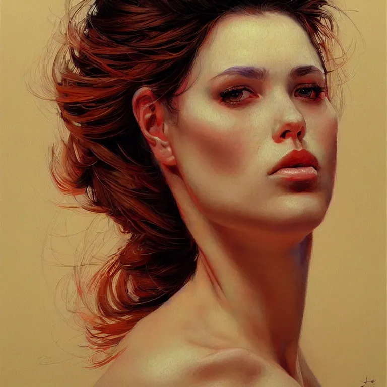 Prompt: a beautiful masterpiece painting of a woman by juan gimenez, award winning, trending on artstation,