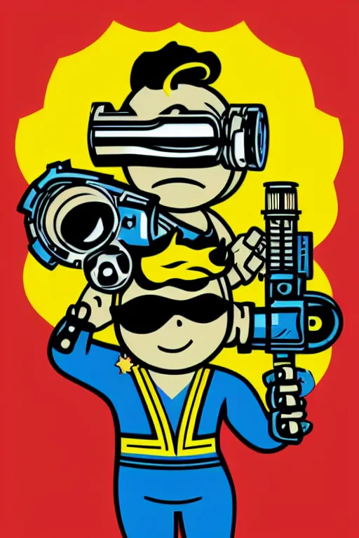 Image similar to fallout 7 6 retro futurist illustration art by butcher billy, sticker, colorful, illustration, highly detailed, simple, smooth and clean vector curves, no jagged lines, vector art, smooth andy warhol style