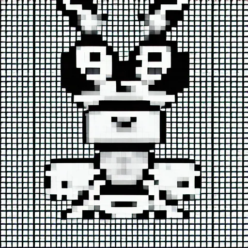 Prompt: pixel art bunny girl, high resolution, cute, black and white