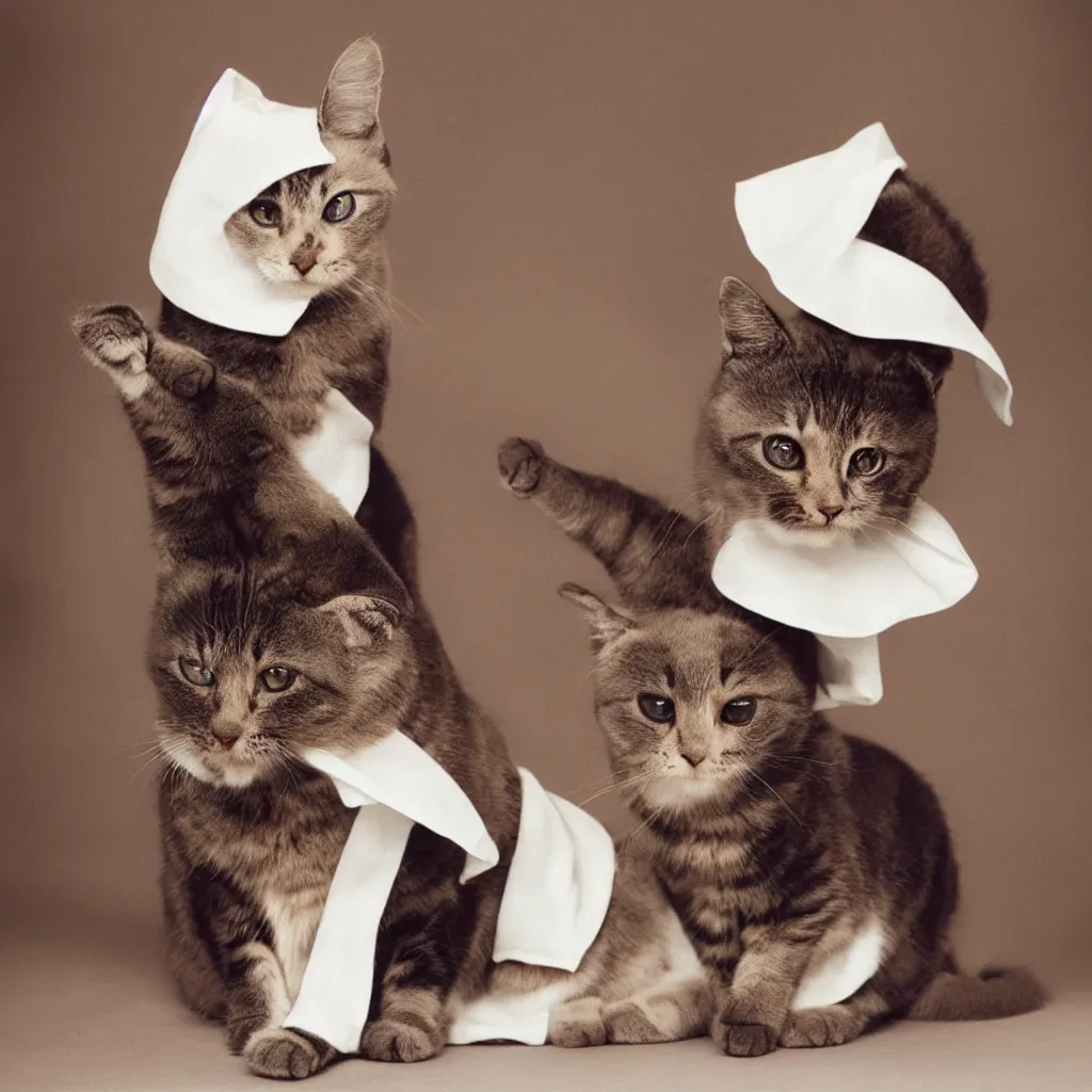 Image similar to color studio photo of a cute cat dressed like a nun