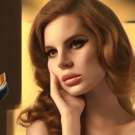 Image similar to Lana del rey in a hand cream commercial, photorealistic, detailed, studio