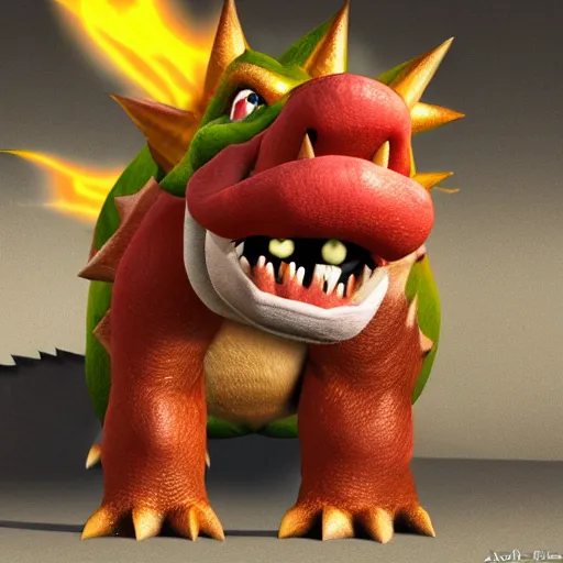 Prompt: photorealistic bowser, 4 k, full color, 3 5 mm,