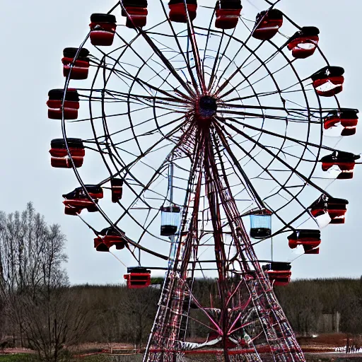 Image similar to a ferris-wheel constructed from bones and skeletal remains