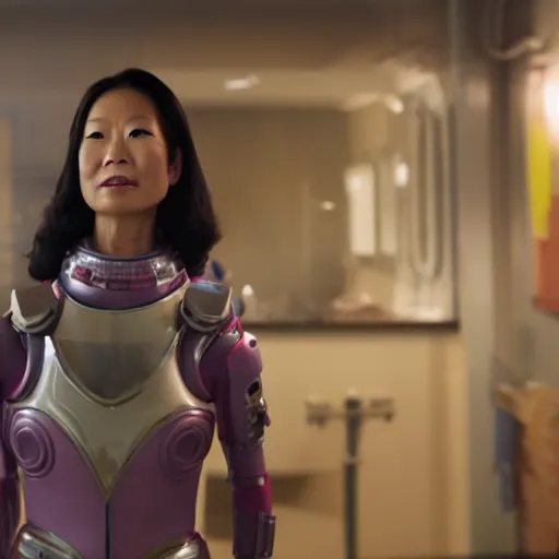 Image similar to film still of amy wong from futurama in a live action sci fi movie, 4 k, high quality