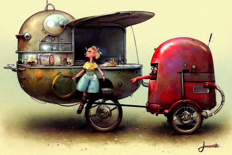 Prompt: adventurer ( ( ( ( ( 1 9 5 0 s retro future robot android mouse wagon food truck robot. muted colors. ) ) ) ) ) by jean baptiste monge!!!!!!!!!!!!!!!!!!!!!!!!! chrome red