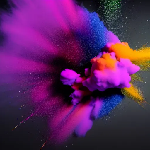 Image similar to color powder explosion on black background, particles, fine detail, hyperrealism, realistic, sharp focus, octane render, sidefx houdini, artstation, vfx