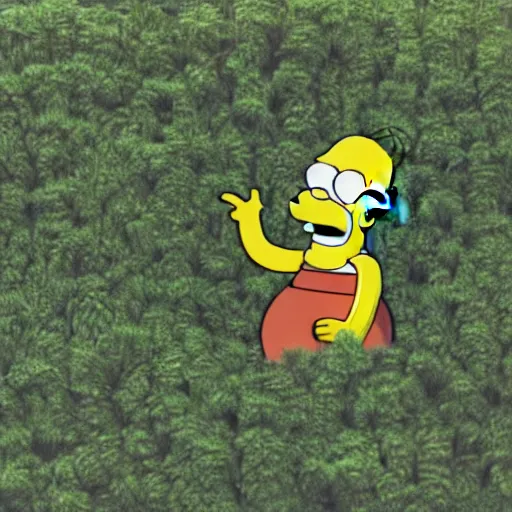 Image similar to highly detailed photograph of homer simpson as a bush