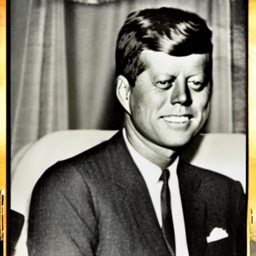 Prompt: John f. Kennedy as a gangster rapper with a big gold chain