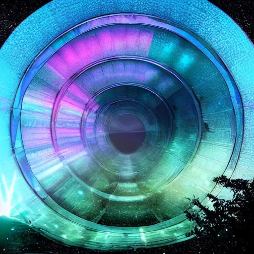 Image similar to Iridescent portal to an alien landscape