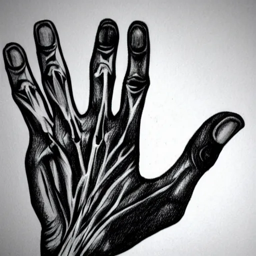 Prompt: hyper realistic drawing of a normal human hand, five fingers, normal, anatomical correct