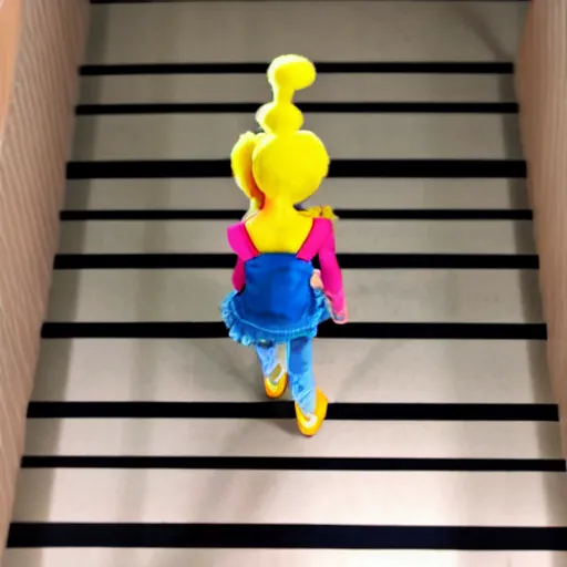 Image similar to Toy Chica walking down a hallway