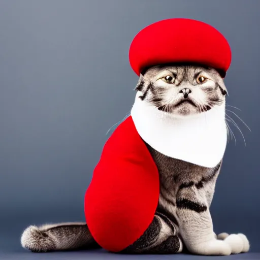 Image similar to Octocat with a red beret, studio lighting, moody, ultrarealistic 4k