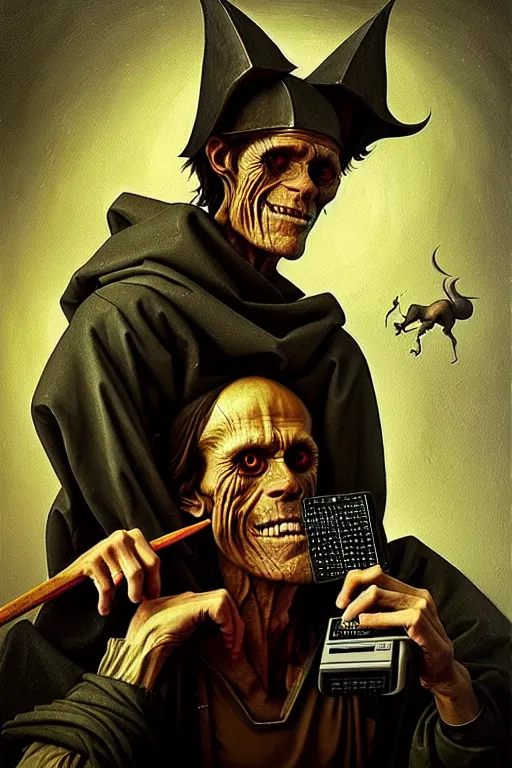 Image similar to hieronymus bosch, greg rutkowski, anna podedworna, painting of willem dafoe as a twitch streamer