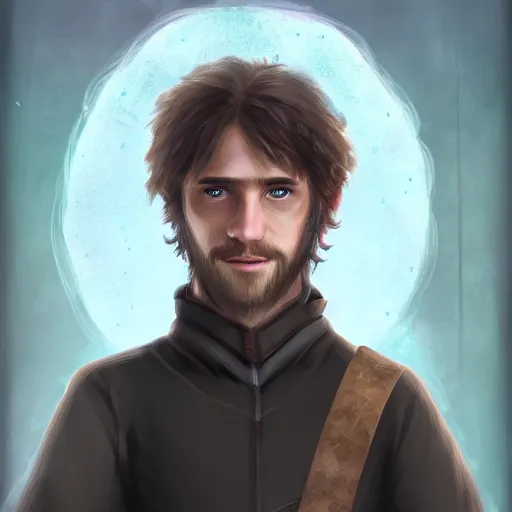 Image similar to a young, well-to-do wizard whose fine attire is damaged from crawling through filth. portrait, shaggy haircut, 8k resolution, full-length portrait, digital painting, fantasy illustration, D&D character art