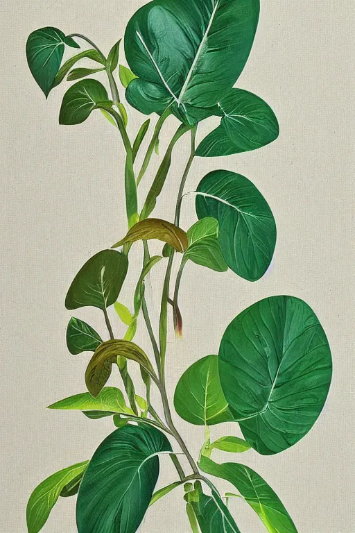 Image similar to mid century modern art retro botanical illustration on canvas by bernard simunovic