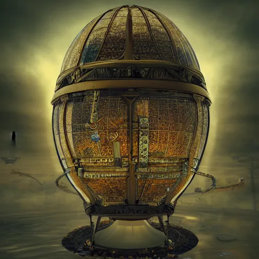 Image similar to enormous flying city faberge egg, sky, steampunk, fantasy art, unreal engine,