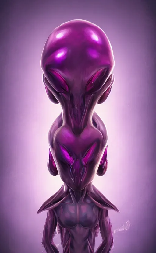 Image similar to character portrait art, ant alien, trending in artstation, purple color lighting