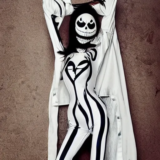 Prompt: “Jack Skellington modeling in an issue of Sports Illustrated swimsuit addition”