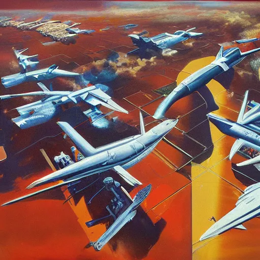 Prompt: american consciousness vs european replicators by wojciech siudmak, oil on canvas