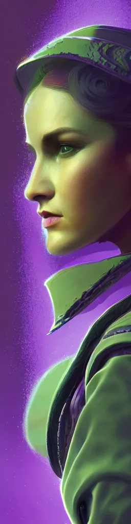 Image similar to Interplanetary wild west snake oil bull run serum cathedral, fantasy, portrait, sharp focus, intricate, elegant, digital painting, artstation, matte, highly detailed, concept art, illustration, volumetric lighting, purple green color scheme, art by Ilya Kuvshinov, artgerm