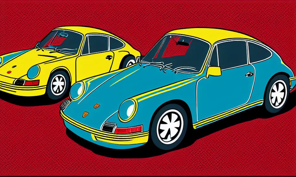 Image similar to pop art illustration of a porsche 9 1 1, adobe illustrator