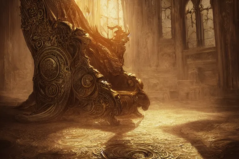 Image similar to A magical chair, texture, intricate, details, highly detailed, masterpiece, architecture, building, trending on artstation, focus, sharp focus, concept art, digital painting, fantasy, sunny, day, midday, in the style of Wizards of the Coast