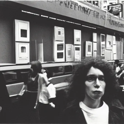 Image similar to a film photography of a the art scene in new york city in the 1 9 7 0 s by diane arbus