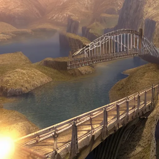 Image similar to gorgeous bridge name out of books, unreal engine, stunning detail, hd, trending