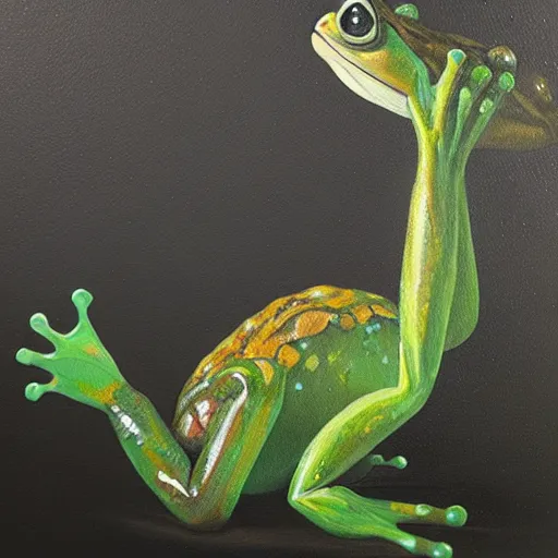 Prompt: frog - elephant creature, oil painting