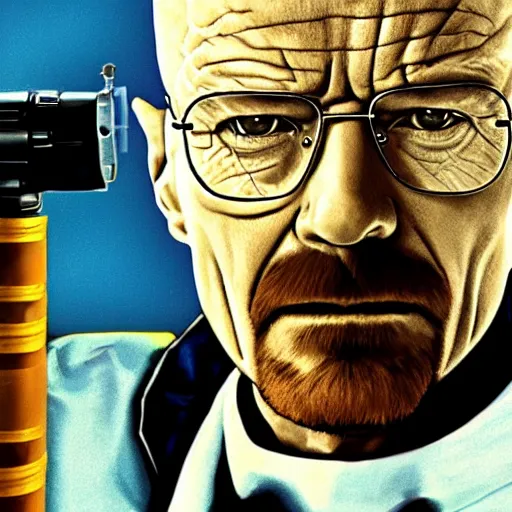 Prompt: walter white with a lightsaber