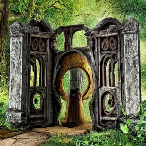 Image similar to a portal leading to a fantasy world full of things to explore