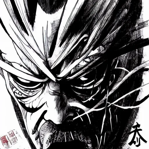 Image similar to Shinzo Abe looking sinister, by Tsutomu Nihei, highly detailed