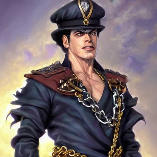 Prompt: Jotaro Kujo as a fantasy D&D character, portrait art by Donato Giancola and James Gurney, digital art, trending on artstation