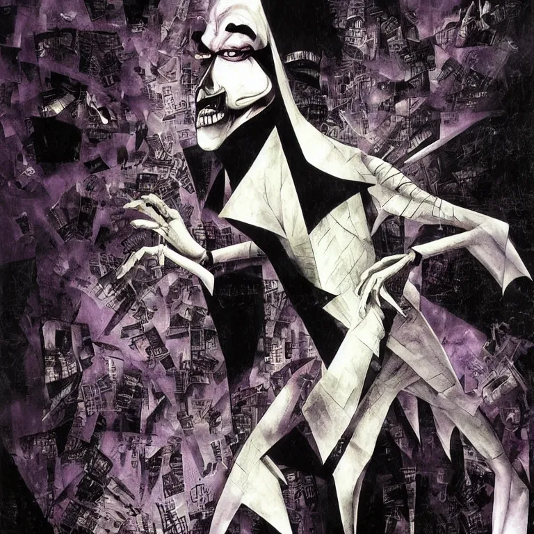 Prompt: Michael Keaton Beetlejuice by Dave McKean