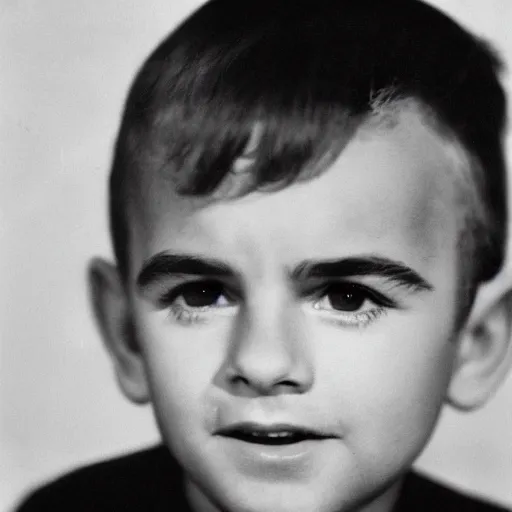 Prompt: a face portrait of sean connery at 6 years old. photography.