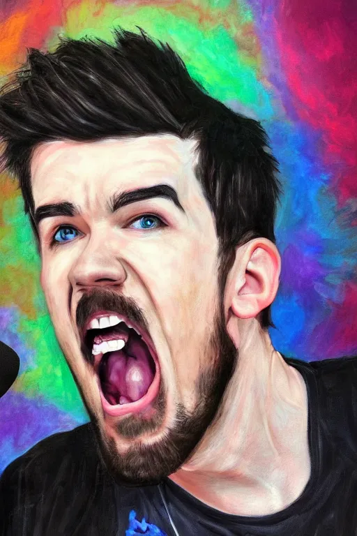 Image similar to Sean McLoughlin yelling extremely, Jacksepticeye, Irish Youtuber, solo portrait 🎨🖌️