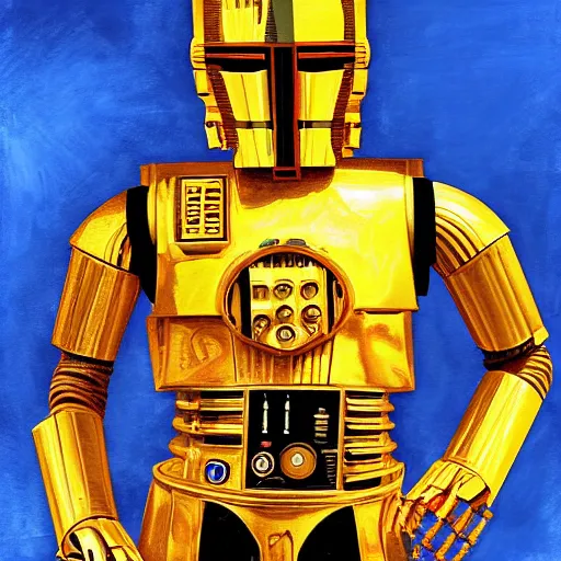 Prompt: portrait of c - 3 p 0 by greg ruthkowski