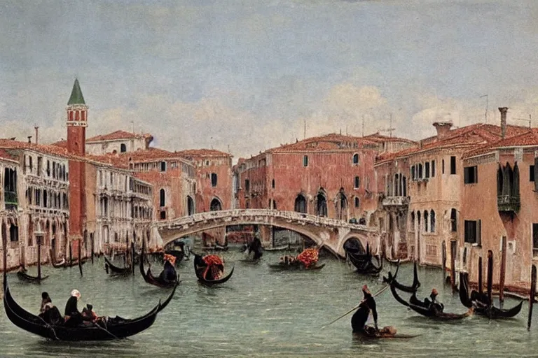 Prompt: realistic painting of Venice, 1870s