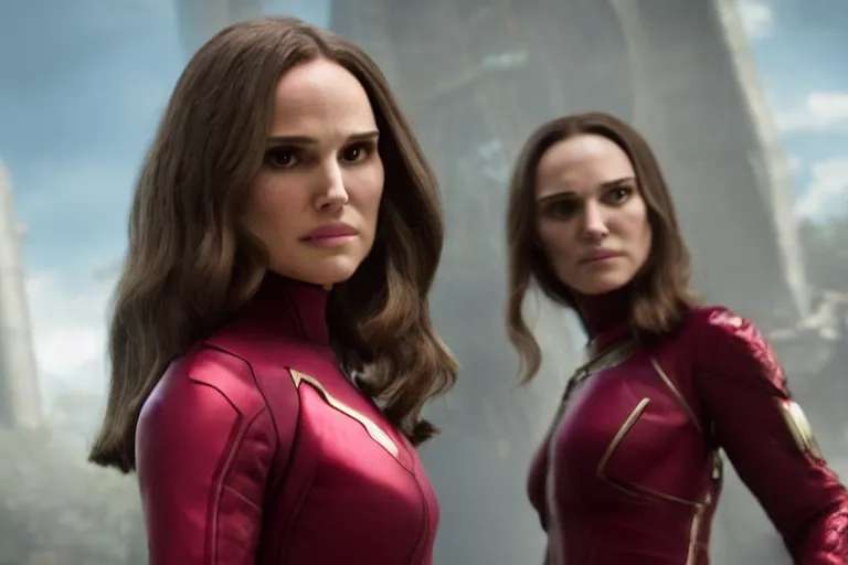 Prompt: film still of Natalie Portman as Wanda Maximoff in Avengers infinity War