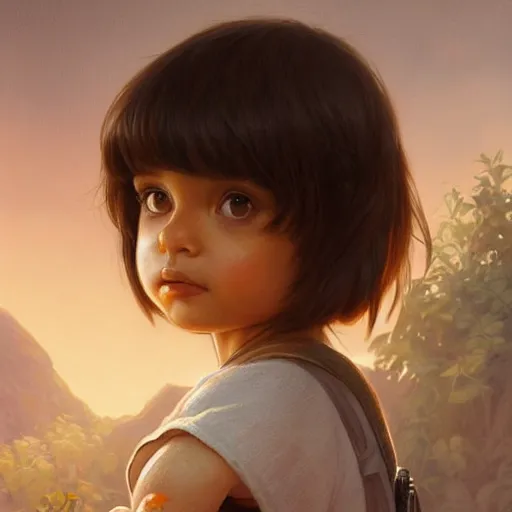 Image similar to ultra realistic illustration, dora the explorer, intricate, elegant, highly detailed, digital painting, artstation, concept art, smooth, sharp focus, illustration, art by artgerm and greg rutkowski and alphonse mucha