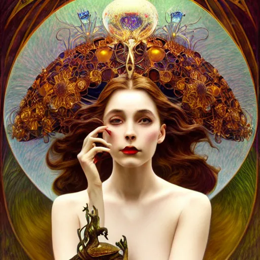 Image similar to surrealist, unique non conventional beauty, fantasy, intricate, elegant, dramatic lighting, emotionally evoking symbolic metaphor, highly detailed, lifelike, photorealistic, digital painting, artstation, concept art, smooth, sharp focus, illustration, art by John Collier and Albert Aublet and Krenz Cushart and Artem Demura and Alphonse Mucha