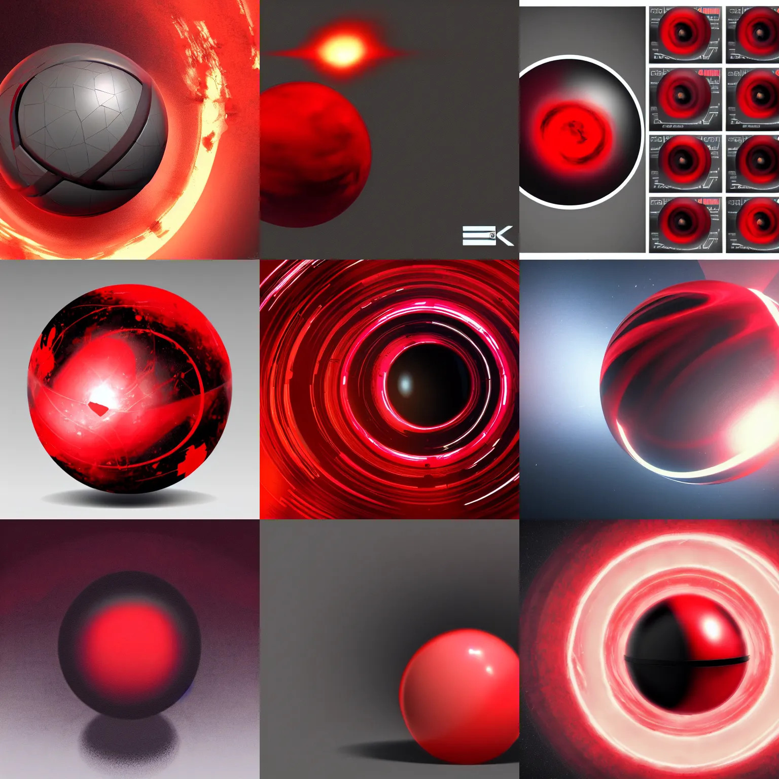 Prompt: red sphere with black swirl color in the middle, artstation, 8 k, concept art