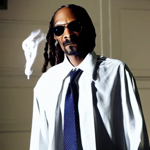 Image similar to still image of snoop dogg as agent smith from the matrix, photo