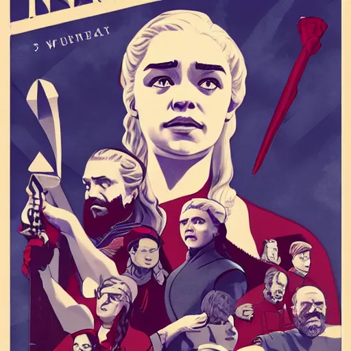 Image similar to propaganda poster warning of the dangers of Game of Thrones, horrible ending, 8k,