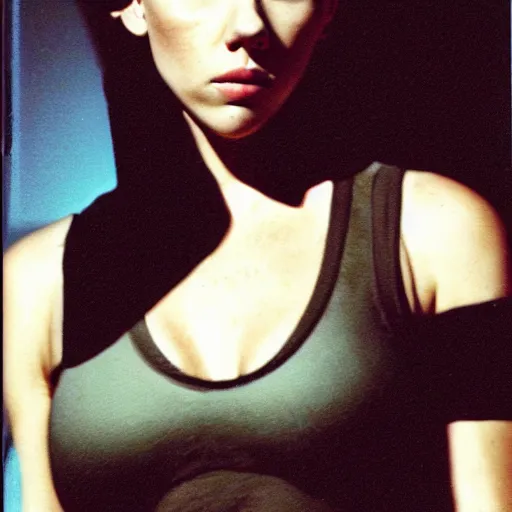 Prompt: Polaroid image of Scarlett Johansson as tomb raider