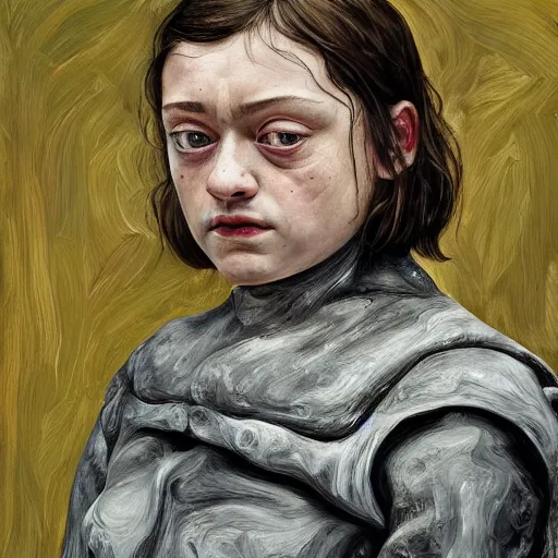 Image similar to high quality high detail painting by lucian freud, hd, arya stark