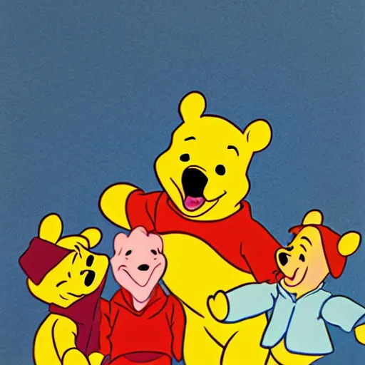 Prompt: winnie the pooh, 7 0's anime style