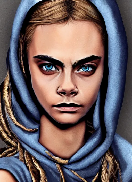 Prompt: cara delevingne as lucrezia borgia, detailed digital art, trending on Artstation