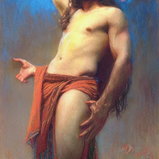 Prompt: Jesus portrait, thirst trap style, painting by Gaston Bussiere, Craig Mullins